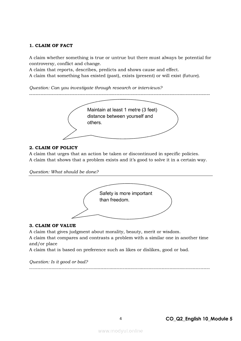 argumentative essay with claims of fact policy and value