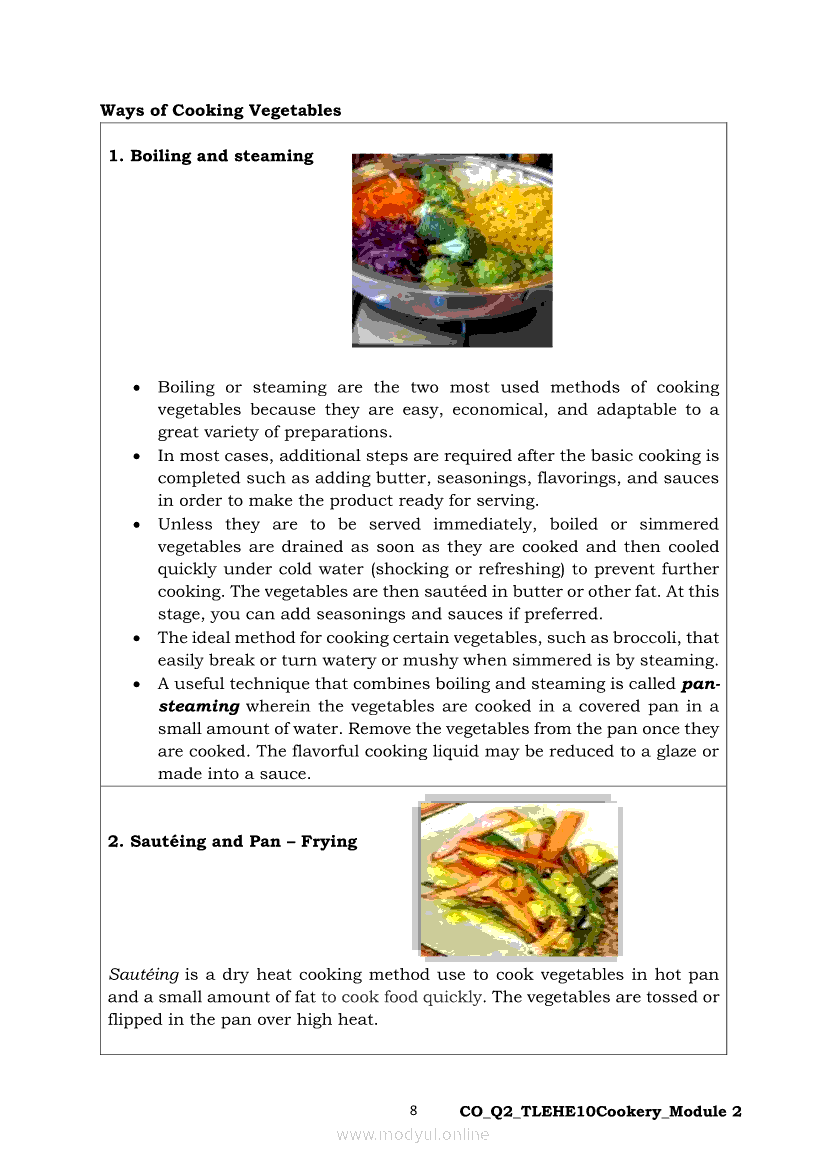 TLE - Home Economics 10 Quarter 2 - Module 2: Prepare Vegetable Dishes ...
